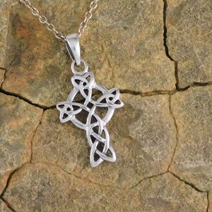 Sterling Silver Celtic Trinity Cross Necklace